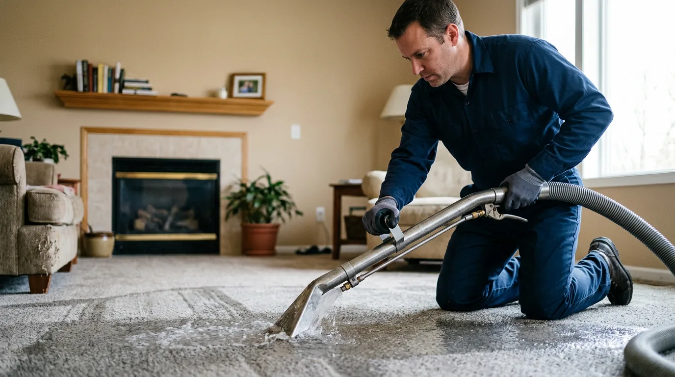 Water damage restoration technician working near Adel, IA